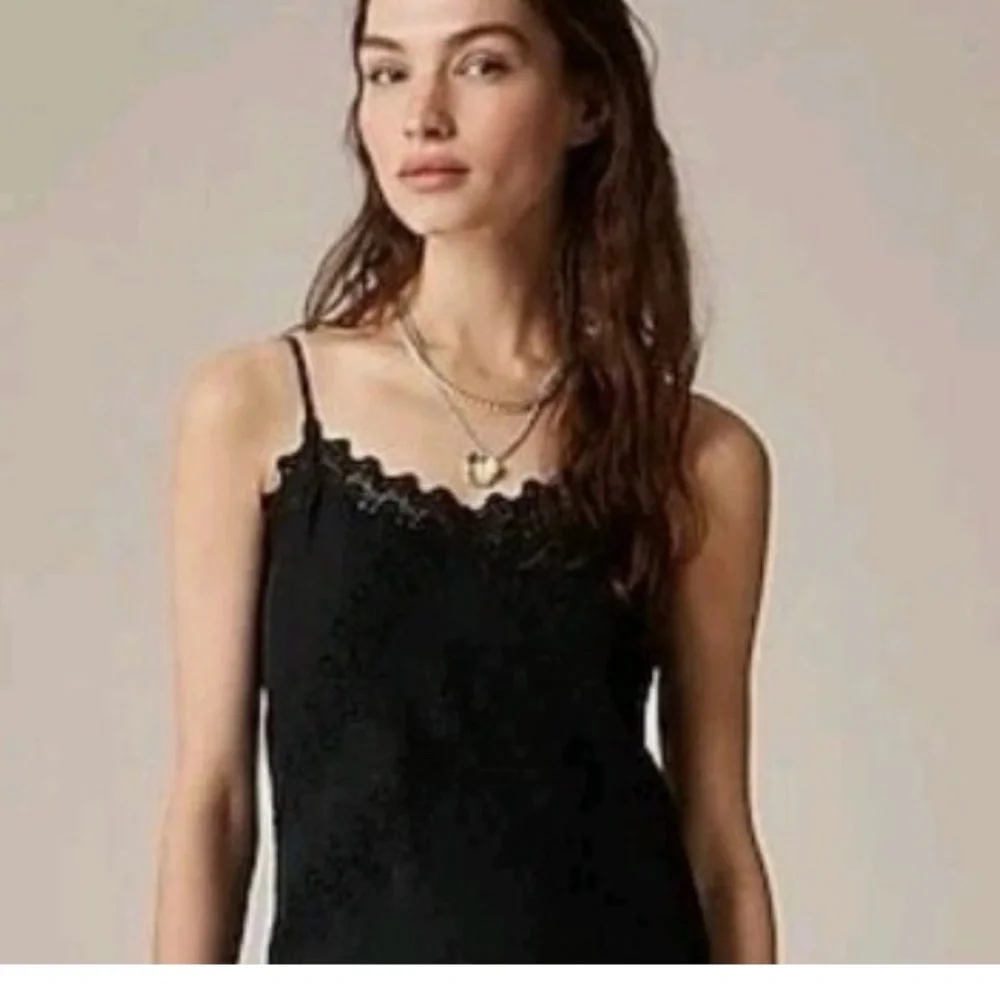 JCREW Lace-Trim Slip Dress in Linen - Picture 2 of 6